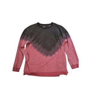 Natural life ombre tiedye crewneck pockets red black womens large oversized
